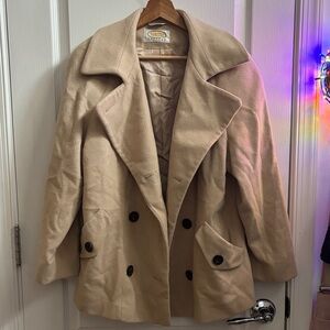 Talbots Tan Double-Breasted Coat